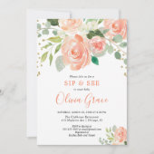 ベビーのお披露目にぴったりな花と緑の水彩イラスト 招待状 (正面)