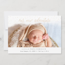 ベビーのお知らせ – 新しいアドベンチャー金ゴールド 案内状