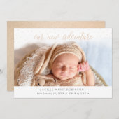 ベビーのお知らせ – 新しいアドベンチャー金ゴールド 案内状 (正面/裏面)