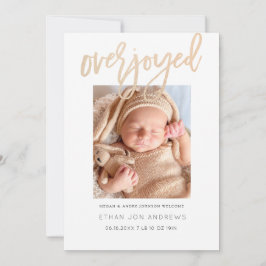 ベビーのお知らせ – Overjoyed金ゴールドグリッタースクリプト 案内状