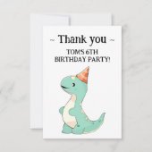 ベビーのかわいい漫画ベビー恐竜の誕生日パーティー サンキューカード (正面)