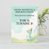 ベビーのかわいい漫画ベビー恐竜の誕生日パーティー 招待状 (スタンド正面)