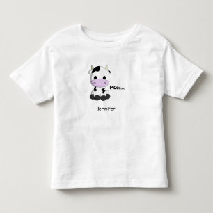 ベビーのかわいい牛漫画の幼児の名前のワイシャツ トドラーTシャツ