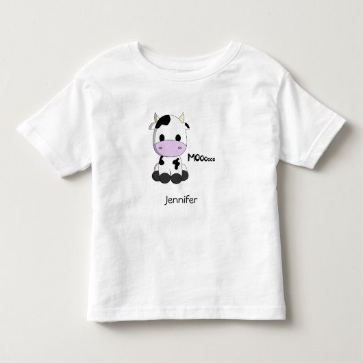 ベビーのかわいい牛漫画の幼児の名前のワイシャツ トドラーTシャツ (正面)