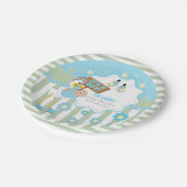 ベビーのこうのとりの男の赤ちゃんのシャワー ペーパープレート (アングル)