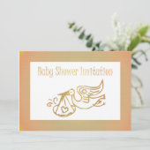 ベビーのこうのとりを期待しているベビーシャワーの招待状 セーブザデート (スタンド正面)