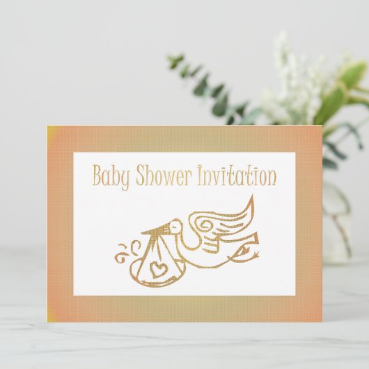 ベビーのこうのとりを期待しているベビーシャワーの招待状 セーブザデート (スタンド正面)