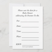 ベビーのこうのとりを期待しているベビーシャワーの招待状 セーブザデート (裏面)