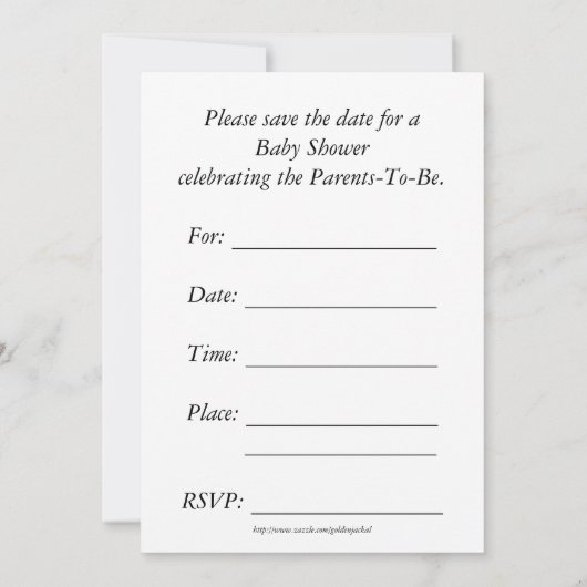ベビーのこうのとりを期待しているベビーシャワーの招待状 セーブザデート (裏面)