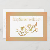 ベビーのこうのとりを期待しているベビーシャワーの招待状 セーブザデート (正面/裏面)