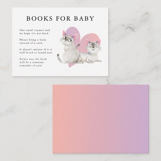 ベビーのためのかわいい子ネコの双生児のベビーシャワーの本 エンクロージャーカード (正面/裏面)