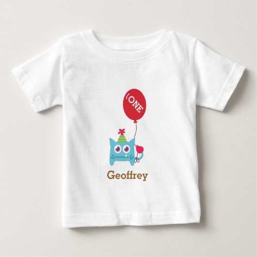 ベビーのためのかわいく小さく青いモンスター、 ベビーTシャツ (正面)