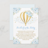 ベビーのためのパステル調の青い花の熱気の気球の本 エンクロージャーカード (正面/裏面)