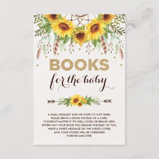 ベビーのためのヒマワリのDreamcatcher素朴なBohoの本 エンクロージャーカード (正面)