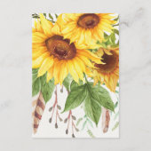 ベビーのためのヒマワリのDreamcatcher素朴なBohoの本 エンクロージャーカード (裏面)