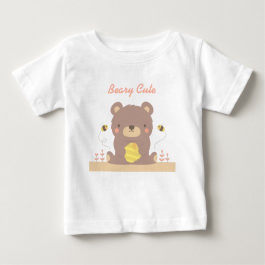 ベビーのためのビーリーかわいいウッドランドリトルクマ ベビーTシャツ (正面)