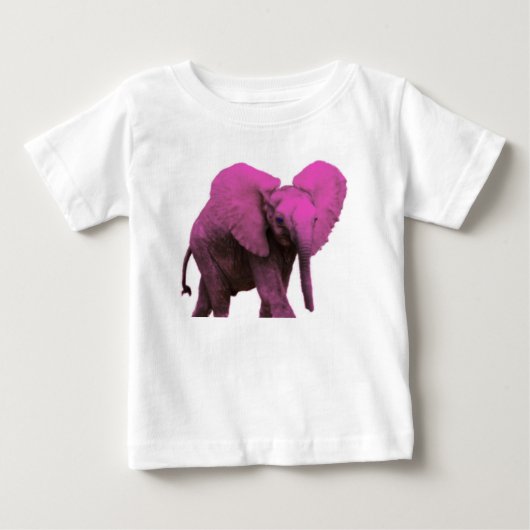 ベビーのためのピンク象 ベビーTシャツ (正面)