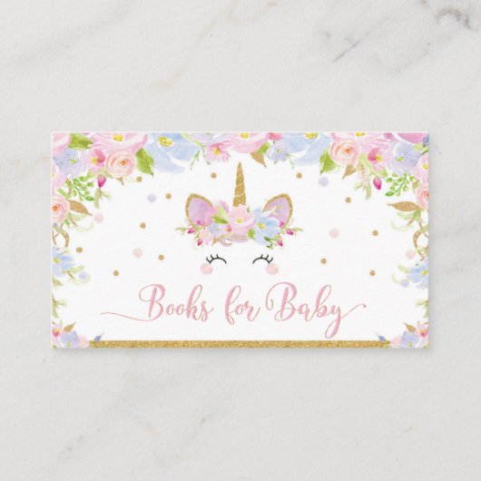 ベビーのためのユニコーンのベビーシャワーの本は本を持って来ます エンクロージャーカード (裏面)
