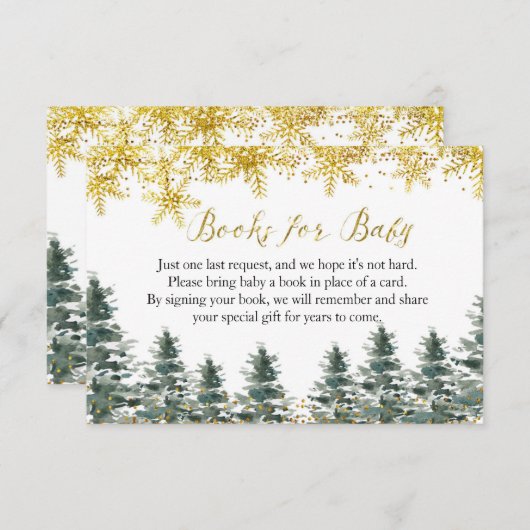 ベビーのための冬のクリスマスツリーのベビーシャワーの本 エンクロージャーカード (正面/裏面)