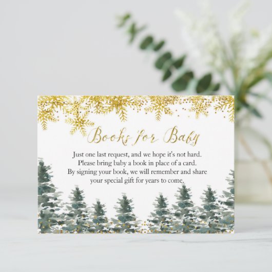 ベビーのための冬のクリスマスツリーのベビーシャワーの本 エンクロージャーカード (スタンド正面)