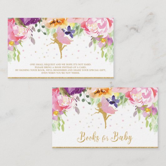 ベビーのための妖精のベビーシャワーの本はブックカードを持って来ます エンクロージャーカード (正面/裏面)