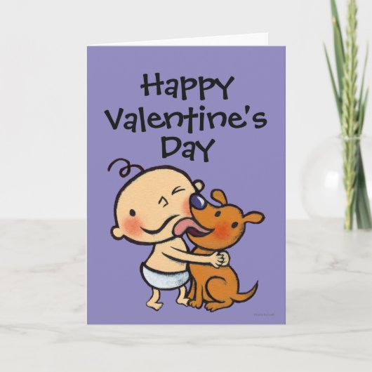 ベビーのための子犬のキス シーズンカード (正面)