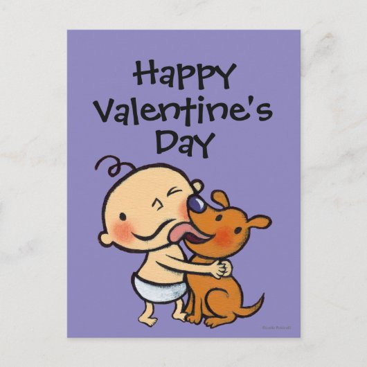 ベビーのための子犬のキス シーズンポストカード (正面)