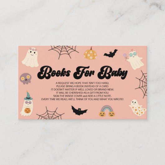 ベビーのための小さなブーハロウィーンの赤ちゃんシャワー本 エンクロージャーカード (正面)