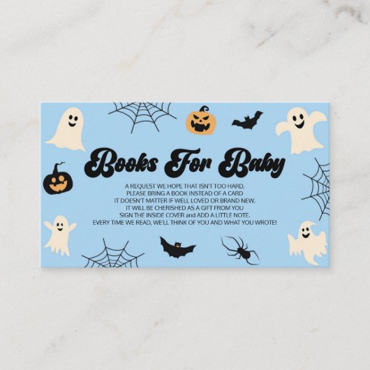 ベビーのための小さなブーハロウィーンの赤ちゃんシャワー本 エンクロージャーカード (正面)