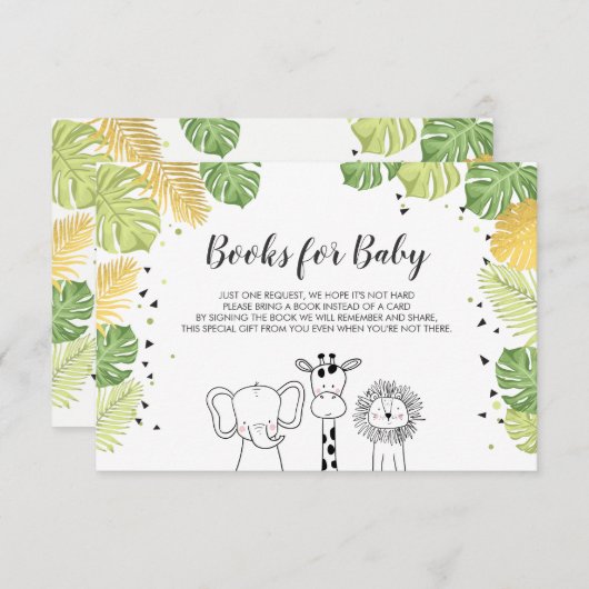 ベビーのための本は本のサファリのジャングル動物を持って来ます エンクロージャーカード (正面/裏面)