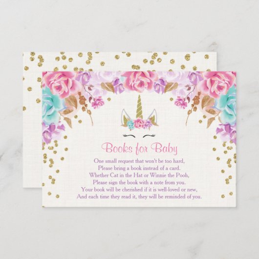 ベビーのための本、ユニコーンの本の要求挿入物 エンクロージャーカード (正面/裏面)