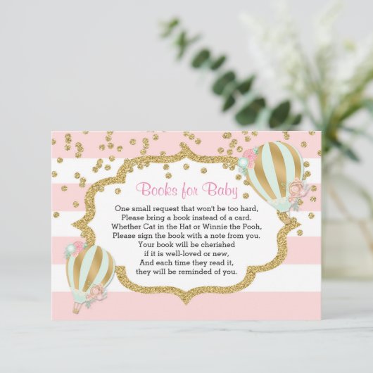 ベビーのための熱気の気球の本は本の挿入物を持って来ます エンクロージャーカード (スタンド正面)