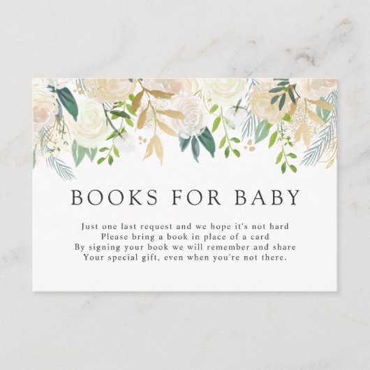 ベビーのための白いバラの花束|のベビーシャワー|の本 エンクロージャーカード (正面)