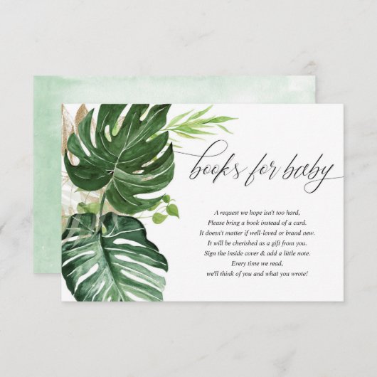 ベビーのための葉熱帯緑モンステラの本 エンクロージャーカード (正面/裏面)