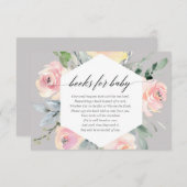 ベビーのための赤面のピンクおよび灰色のモダンな花の本 エンクロージャーカード (正面/裏面)