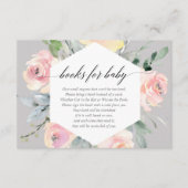 ベビーのための赤面のピンクおよび灰色のモダンな花の本 エンクロージャーカード (正面)