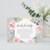 ベビーのための赤面のピンクおよび灰色のモダンな花の本 エンクロージャーカード (スタンド正面)