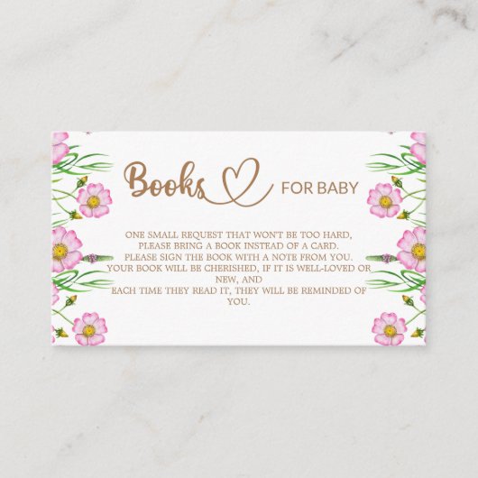 ベビーのための開花ベビーシャワー本のベビー エンクロージャーカード (正面)