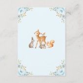 ベビーのための青い花の森林シカのバニーの本 エンクロージャーカード (裏面)