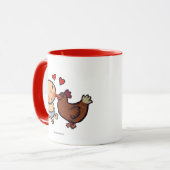 ベビーのための頬のかわいいブラウンの鶏のコツコツつつく音 マグカップ (正面左)