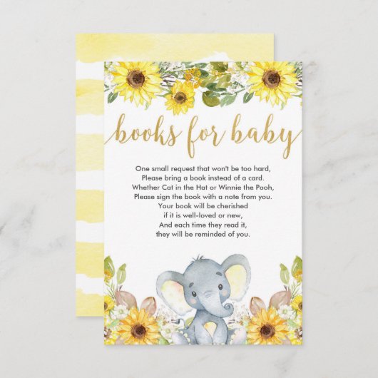 ベビーのための黄色い象の男女兼用な本 エンクロージャーカード (正面/裏面)