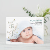 ベビーのつる植物の写真の誕生の発表 案内状 (スタンド正面)