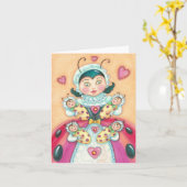 ベビーのてんとう虫のメッセージカード及び封筒 カード (黄色い花)