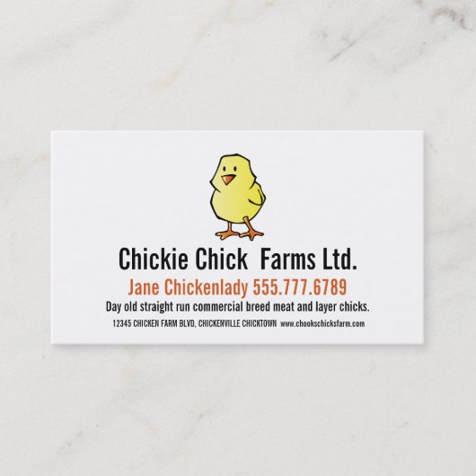 ベビーのひよこのモダンな鶏のふ化場 名刺 (正面)