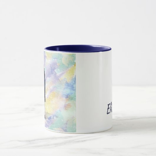 ベビーのひよこの水彩画を持つコウテイペンギン マグカップ (中央)