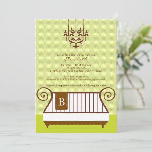 ベビーのまぐさ桶のベビーシャワーの招待状のシックなニュートラル 招待状 (スタンド正面)