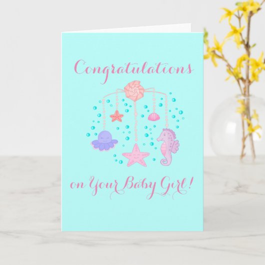 ベビーのまぐさ桶の移動式デザインの挨拶状 カード (黄色い花)