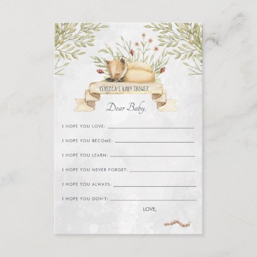 ベビーのアドバイスカード|森林キツネのための願い エンクロージャーカード (正面)