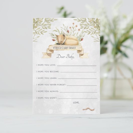 ベビーのアドバイスカード|森林キツネのための願い エンクロージャーカード (スタンド正面)