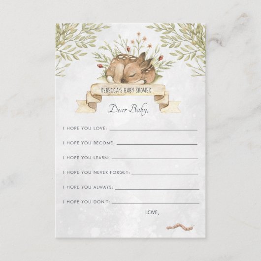 ベビーのアドバイスカード|森林シカのための願い エンクロージャーカード (正面)
